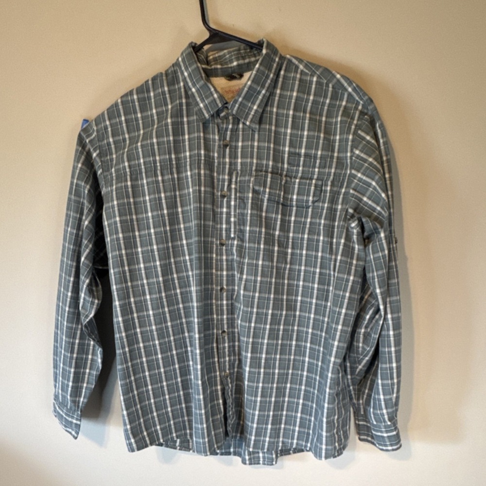 Wrangler Men's 2XL Plaid Button-Up Shirt Blue Gray Long Sleeve Pockets